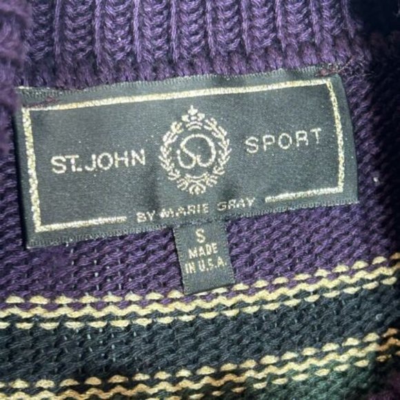 St. John Sport by Marie Gray Striped Turtleneck Mock Neck Sweater - Picture 4 of 5